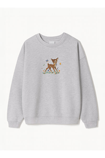 Disante سويت شيرت نسائي كبير الحجم مطبوع عليه Little Deer – ياقة دائرية، 3 خي...