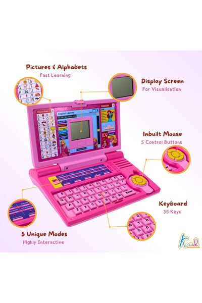 REZZOSS كمبيوتر محمول لتعلم اللغة الإنجليزية للأطفال الصغار، لعبة تعليمية ممتعة وآمنة للأطفال، ممتعة وتفاعلية