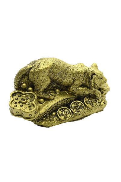 Feng Shui Tigru auriu pentru prosperitate si putere pe monede chinezesti si R...