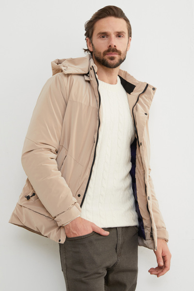 Fulla Moda Pocketed Hooded Softshell Fabric Coat