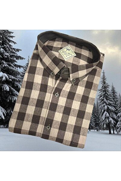 EREN STYLE Cămașă clasică din țesătură de flanel de iarnă, 100% bumbac, cu mâ...