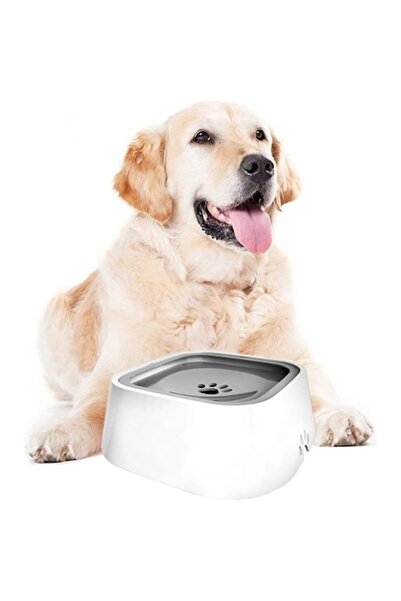 Manolex Water bowl for dogs and cats, with floating plate, 1.5 l, White/Grey