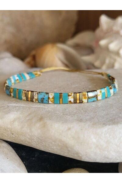 Natuur Collection Miyuki Tila Bileklik - Kırçıllı Beyaz Bronz 24k Altın Kırçı...