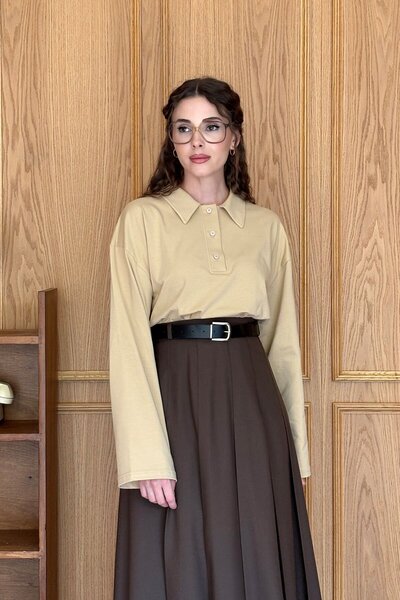 Ceylan Otantik Φούστα κολλεγίου Poliviskon Bitter Brown