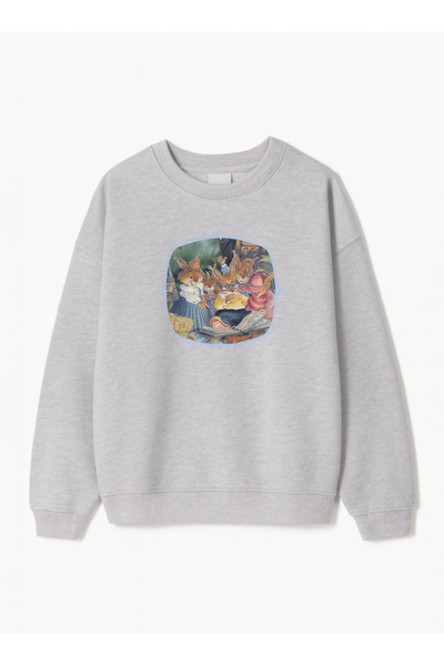 Disante Φούτερ Unisex Oversize Fit με μακρύ αυτιά με οικογενειακό στάμπα – Cr...