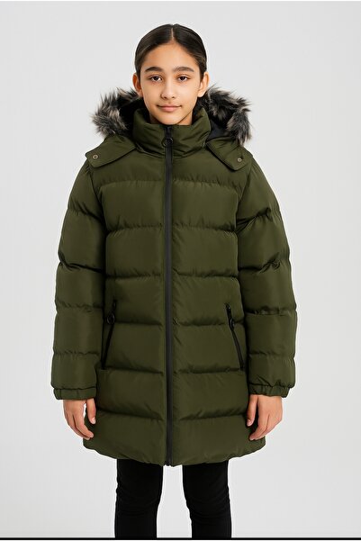 Bilenmont Girl's Waterproof Zipper Closure Pocket Detachable Hood Fur Coat