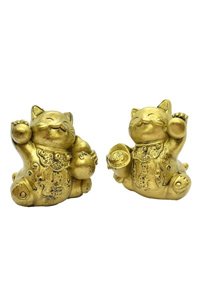 Feng Shui Pereche de pisici norocoase Maneki Neko din rasina
