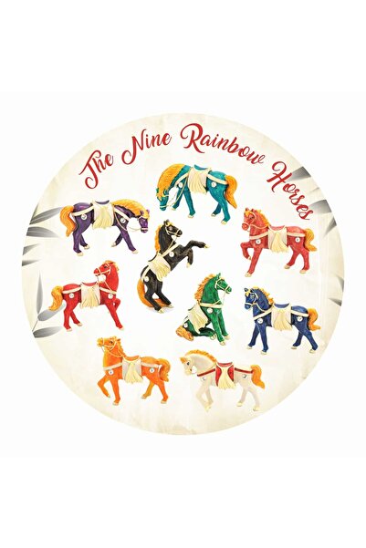 Feng Shui Abtibild sticker cu cei 9 cai curcubeu - mare