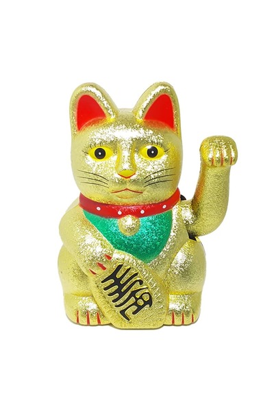Feng Shui Pisica norocoasa Maneki Neko aurie - 14.5cm