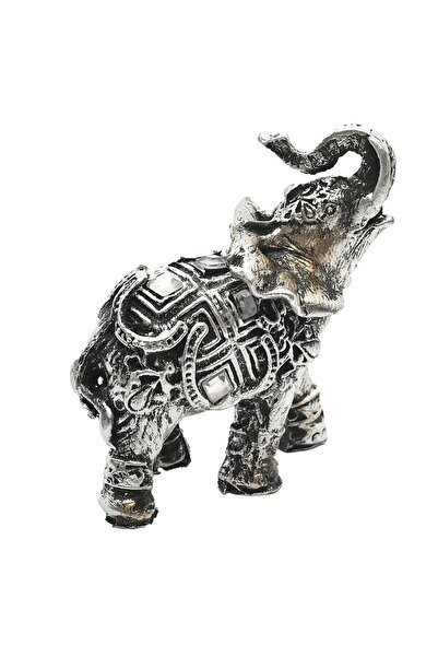 Feng Shui Pereche de elefanti argintii cu trompa in sus - model 2