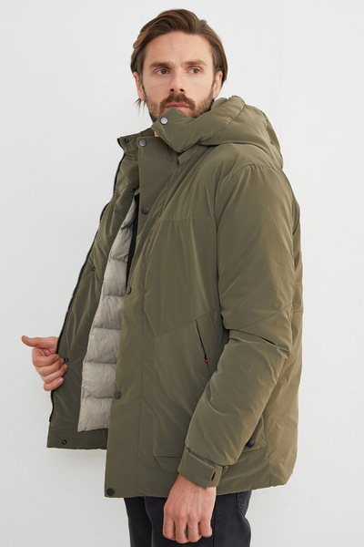 Fulla Moda Pocketed Hooded Softshell Fabric Coat