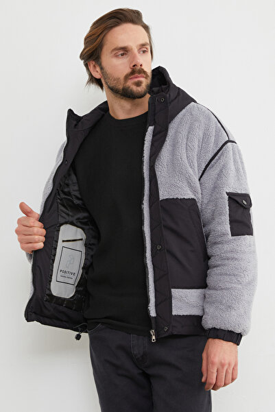 Fulla Moda Double Pocket Snap Fastener Plush Coat