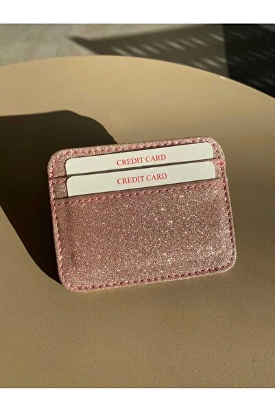 mlio Glittery Pink Card Holder Imported Leather Card Holder