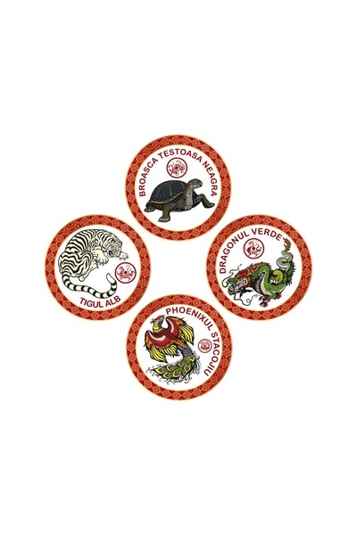 Feng Shui Set abtibilde sticker cu Cele 4 Animale celeste - mici