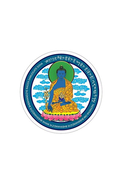 Feng Shui Blue Medicine Buddha sticker with lotus flower - small