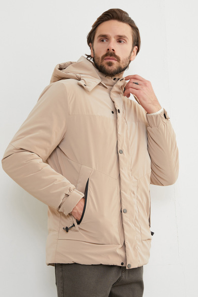 Fulla Moda Pocketed Hooded Softshell Fabric Coat