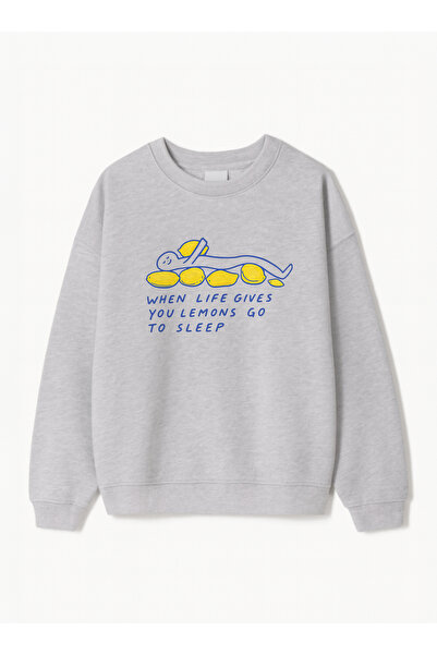 Disante سترة رياضية للجنسين بمقاس كبير مطبوع عليها WHEN LIFE GIVES YOU LEMONS...