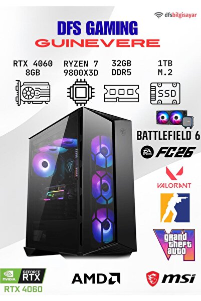 MSI DFS GAMING GUINEVERE RYZEN 7 9800X3D-B650M-RTX 4060-32GB DDR5 RAM-1TB M.2 SSD-OYUNCU BİLGİSAYARI