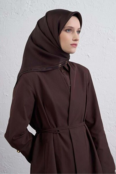 Armine Sura Saf İpek Eşarp 9401 - 55 Καφέ Μικτό Σχέδιο