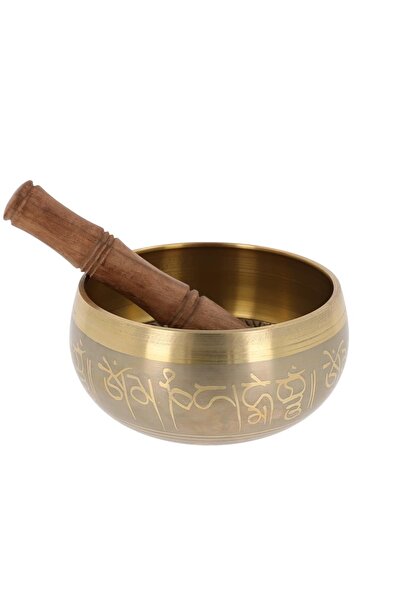 Feng Shui Vas tibetan - Bol cantator auriu cu Buddha Medicine si cele 8 simbo...