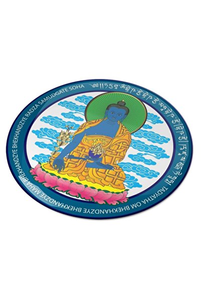 Feng Shui 3D sticker with blue Medicine Buddha on lotus flower