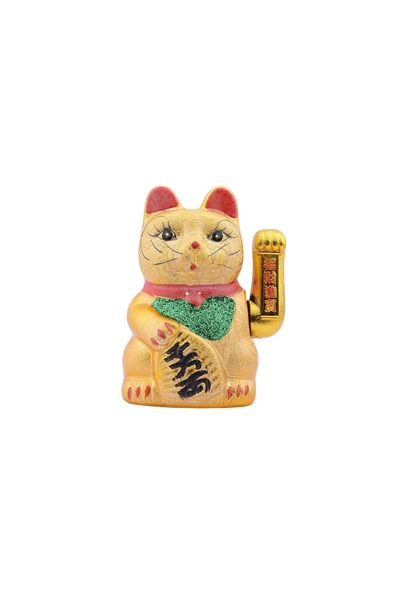 Feng Shui Pisica norocoasa ceramica Maneki Neko aurie 17 cm