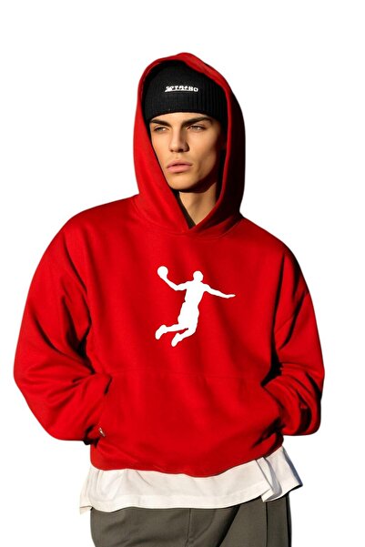 DM DOLCE MORE سترة رياضية بغطاء للرأس مطبوعة بتصميم لاعبي كرة السلة، مصنوعة م...