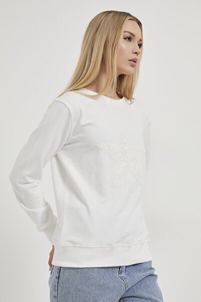 Arma Life Дамска бяла блуза с бродерия „Звезда“ и велосипед на врата