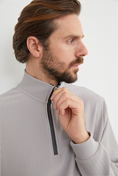 Fulla Moda Φούτερ με μισό φερμουάρ με κορδόνια