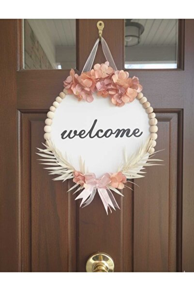 Marka Tasarim Дерев'яна прикраса для дверей з намистинами Welcome Ласкаво просимо Подарунок для дому