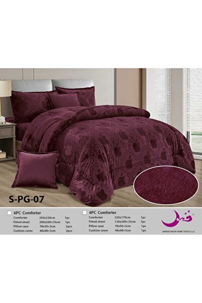 Generic 8-piece geometric design winter bedspread for two people made of soft fur