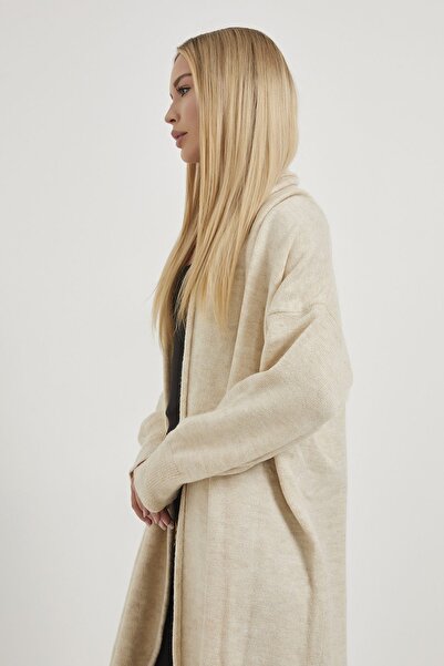 Arma Life Women's Shawl Collar Oversize Cream Knitwear Cardigan