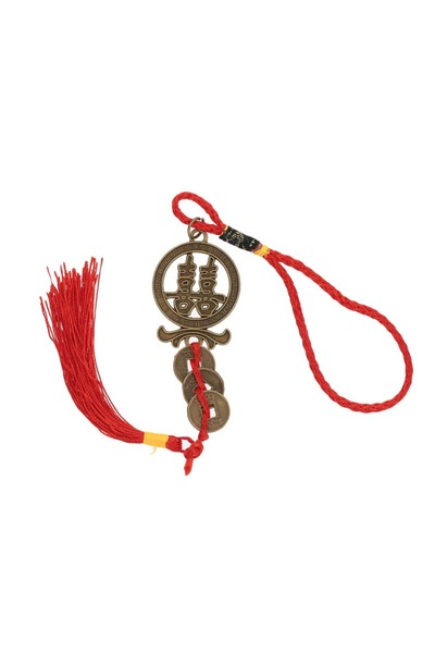 Feng Shui Amuleta cu simbolul dublei fericiri si Monede Chinezesti