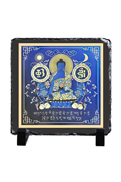Feng Shui Placa (placheta) cu Buddha medicinei albastra cu floare de lotus 2025