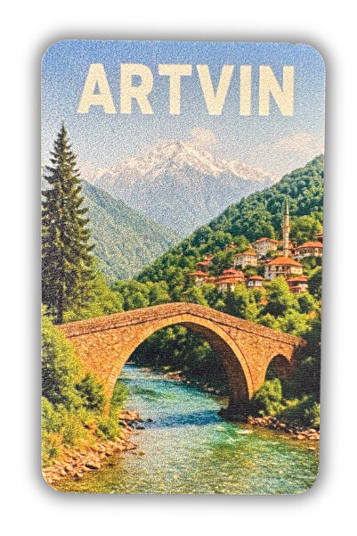 Woobizo Artvin ahşap tasarım buzdolabı magneti - Hediyelik Magnet