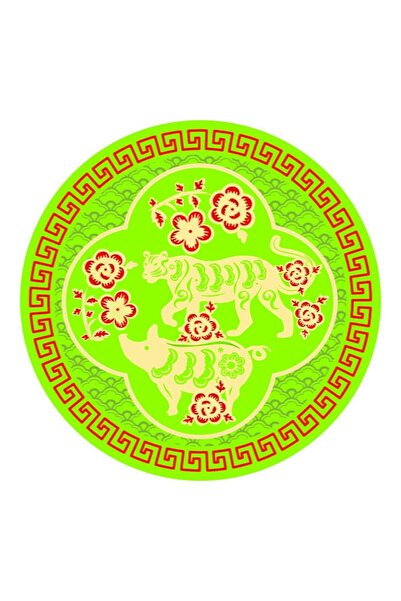 Feng Shui Abtibild sticker cu prietenii secreti - Tigru si Mistret 2025 - mare