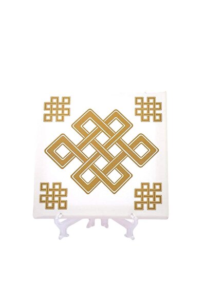 Feng Shui Placheta ( placa ) cu nod mistic auriu pe canvas