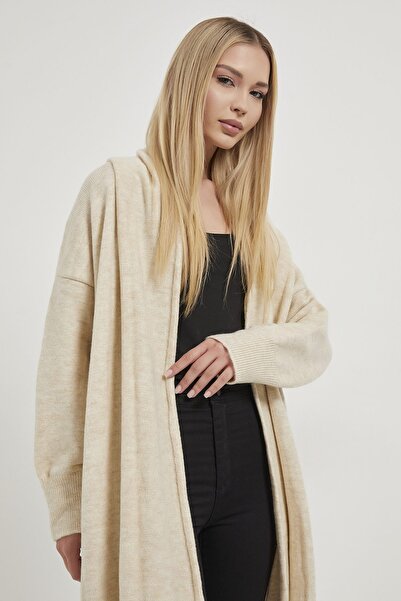 Arma Life Women's Shawl Collar Oversize Cream Knitwear Cardigan