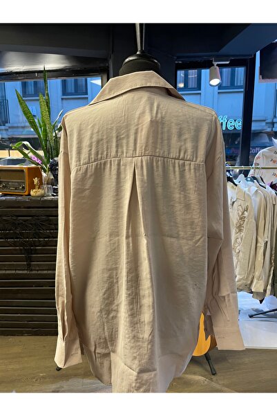 Forever Kadın Taş İşlemeli Pamuk Uzun Kollu Rahat Gömlek