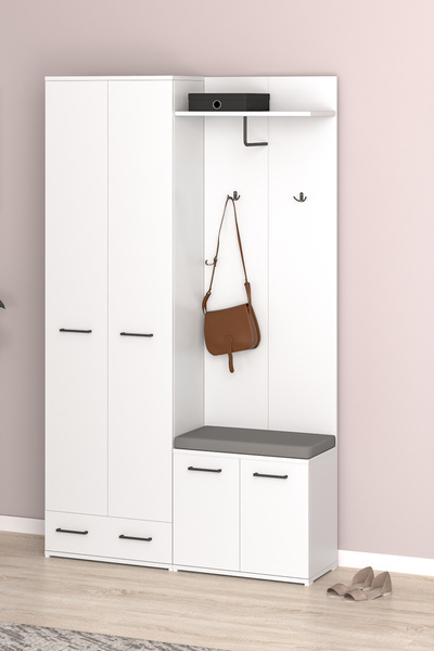 Genel Markalar Beyaz Portmanto Vestiyer Askılık Puzzle, Aynalı, Ayakkabılık, ...