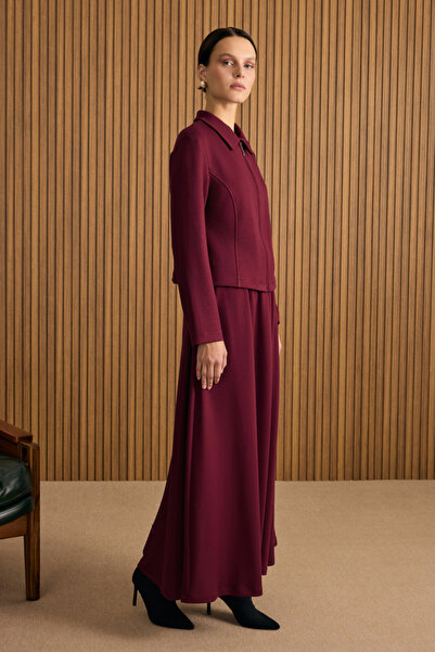 Aker Önden Fermuarlı Kısa Örme Ceket