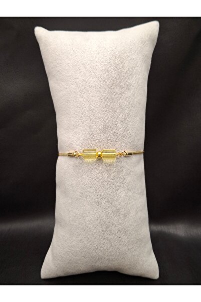Han Ticarethane Gold Color Drop Amber Stone Bracelet