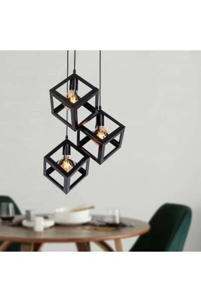 Crestj Ceiling Pendant Light Black Multi Cube 1001-3-BK