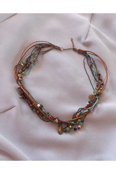 dela otantik Multi-Colored Bohemian Necklace & Bracelet Set – Handmade Layered Authentic Beaded String Bijouterie Jewelry