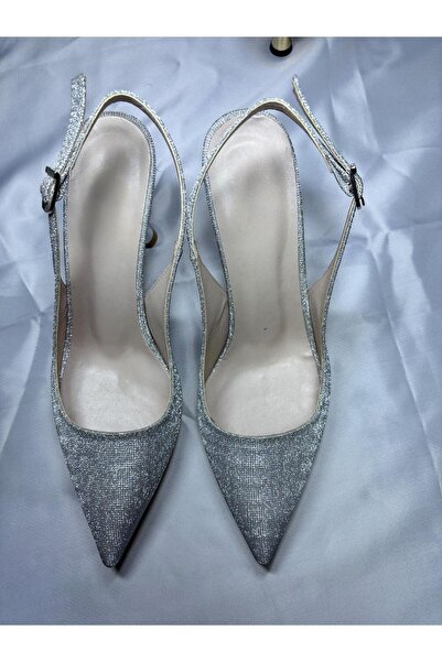 Tiger Kadın Gümüş Simli Tokalı Işıltılı Düğün Nişan Abiye Ayakkabı