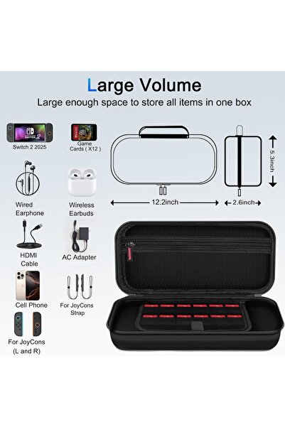 Generic ravel Carrying Case for Nintendo Switch 2 2025, Large Volume Accessories Bundle Holder