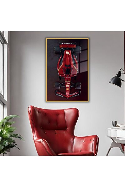 GAAGART Metal Çerçeveli Temperli Cam Tablo Ferrari Formula 1 Araba