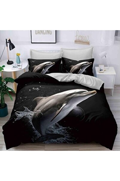 Casa de Vis Set lenjerie de pat dublu, bumbac satinat, 180 x 200 cm, 4 piese,...