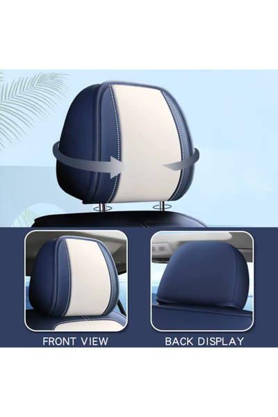 NO BRAND Set complet de huse pentru scaune auto, alb și albastru, piele Nappa respirabilă și material textil, potrivire universală