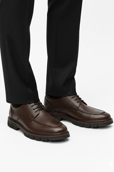 LUSIVE حذاء رجالي كلاسيكي مريح يوميًا مصنوع من الجلد الطبيعي بنسبة 100% باللون البني LUASS27AL006